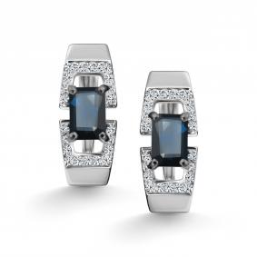 Золотые серьги АЛЬКОР 26694-202 с бриллиантом и сапфиром 26694-202 фото