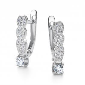 Серьги из белого золота АЛЬКОР 26734-200 с бриллиантом 26734-200 фото