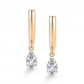 Золотые серьги АЛЬКОР 26740-100 с бриллиантом 26740-100 фото