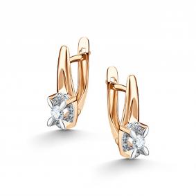 Золотые серьги АЛЬКОР 26741-100 с бриллиантом 26741-100 фото