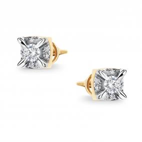 Золотые серьги АЛЬКОР 26745-300 с бриллиантом 26745-300 фото