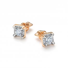 Золотые серьги АЛЬКОР 26808-100 с бриллиантом 26808-100 фото