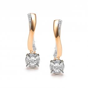 Золотые серьги АЛЬКОР 26854-100 с бриллиантом 26854-100 фото