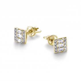 Серьги из лимонного золота АЛЬКОР 26890-300 с бриллиантом 26890-300 фото