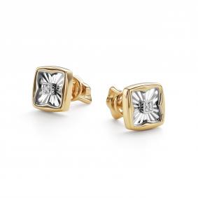 Серьги из лимонного золота АЛЬКОР 26892-300 с бриллиантом 26892-300 фото