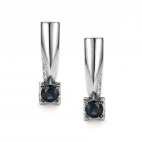 Золотые серьги АЛЬКОР 26897-202 с бриллиантом и сапфиром 26897-202 фото