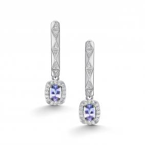 Серьги из белого золота АЛЬКОР 26898-204 с бриллиантом и танзанитом 26898-204 фото