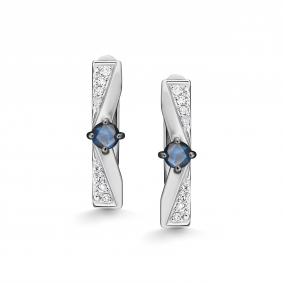Серьги из белого золота АЛЬКОР 26907-202 с бриллиантом и сапфиром 26907-202 фото