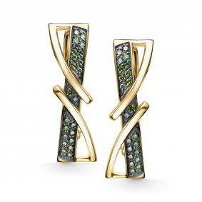 Серьги из лимонного золота АЛЬКОР 26910-376 с бриллиантом 26910-376 фото
