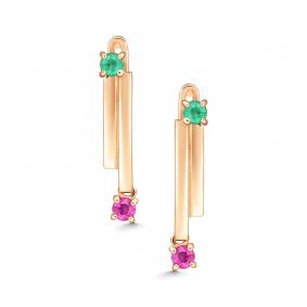 Золотые серьги АЛЬКОР 26919-184 с рубином и изумрудом 26919-184 фото