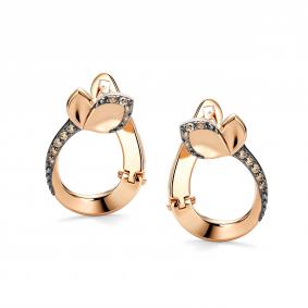 Золотые серьги АЛЬКОР 26924-117 с коньячным бриллиантом 26924-117 фото