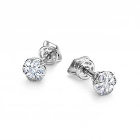 Серьги из белого золота АЛЬКОР 26934-200 с бриллиантом 26934-200 фото