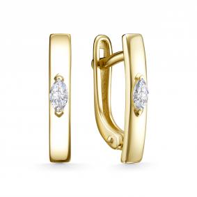 Серьги из лимонного золота АЛЬКОР 26943-300 с бриллиантом 26943-300 фото