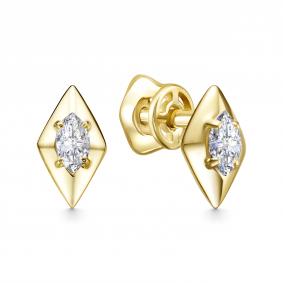 Серьги из лимонного золота АЛЬКОР 26952-300 с бриллиантом 26952-300 фото