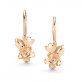 Золотые серьги АЛЬКОР 26967-100 с бриллиантом 26967-100 фото