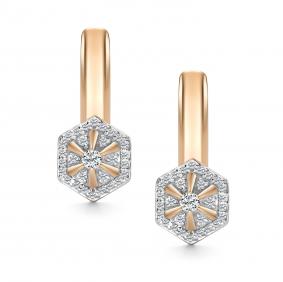 Золотые серьги АЛЬКОР 27037-100 с бриллиантом 27037-100 фото