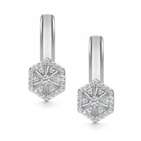 Серьги из белого золота АЛЬКОР 27037-200 с бриллиантом 27037-200 фото