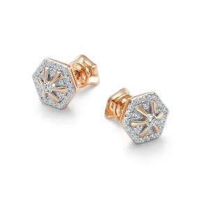 Золотые серьги АЛЬКОР 27038-100 с бриллиантом 27038-100 фото