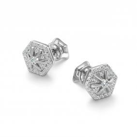 Серьги из белого золота АЛЬКОР 27038-200 с бриллиантом 27038-200 фото