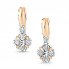 Золотые серьги АЛЬКОР 27039-100 с бриллиантом 27039-100 фото