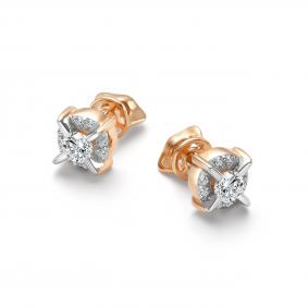 Золотые серьги АЛЬКОР 27044-100 с бриллиантом 27044-100 фото