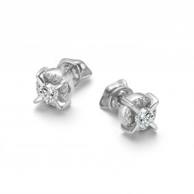 Серьги из белого золота АЛЬКОР 27044-200 с бриллиантом 27044-200 фото