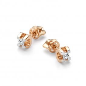 Золотые серьги АЛЬКОР 27045-100 с бриллиантом 27045-100 фото