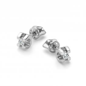 Серьги из белого золота АЛЬКОР 27045-200 с бриллиантом 27045-200 фото