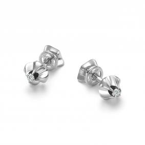 Серьги из белого золота АЛЬКОР 27047-200 с бриллиантом 27047-200 фото
