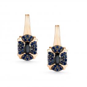 Золотые серьги АЛЬКОР 27059-102 с сапфиром 27059-102 фото