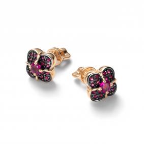 Золотые серьги АЛЬКОР 27061-103 с рубином 27061-103 фото