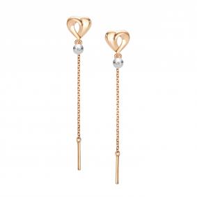 Золотые серьги АЛЬКОР 27064-100 с бриллиантом 27064-100 фото