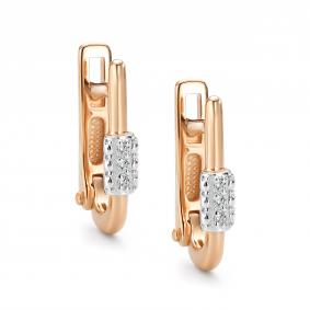 Золотые серьги АЛЬКОР 27070-100 с бриллиантом 27070-100 фото