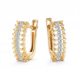 Серьги из лимонного золота АЛЬКОР 27093-300 с бриллиантом 27093-300 фото