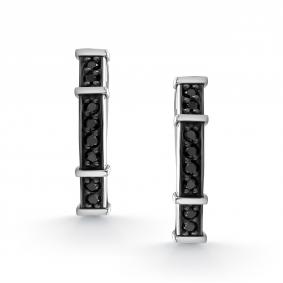 Серьги из белого золота АЛЬКОР 27109-213 с чёрным бриллиантом 27109-213 фото