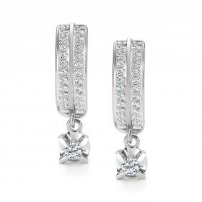 Серьги из белого золота АЛЬКОР 27150-200 с бриллиантом 27150-200 фото