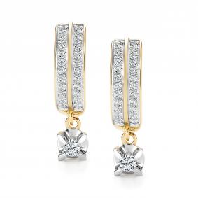 Серьги из лимонного золота АЛЬКОР 27150-300 с бриллиантом 27150-300 фото