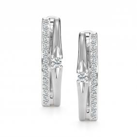 Серьги из белого золота АЛЬКОР 27155-200 с бриллиантом 27155-200 фото