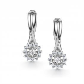 Серьги из белого золота АЛЬКОР 27191-200 с бриллиантом 27191-200 фото