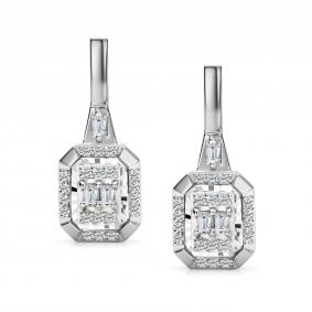 Серьги из белого золота АЛЬКОР 27396-200 с бриллиантом 27396-200 фото