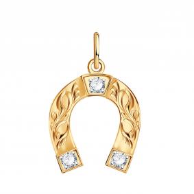 Золотая подвеска Золотые узоры 28-0010 с цирконием 28-0010 фото