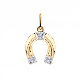 Золотая подвеска Золотые узоры 28-0012 с цирконием 28-0012 фото