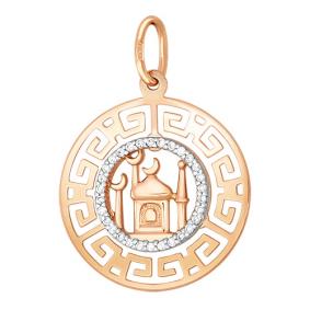 Золотая подвеска Золотые узоры 3-2457 с цирконием 3-2457 фото