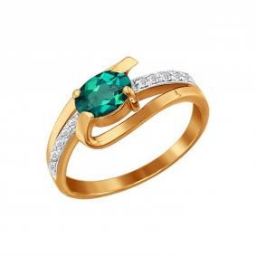 Золотое кольцо SOKOLOV 3010259 с бриллиантом и изумрудом 3010259 фото