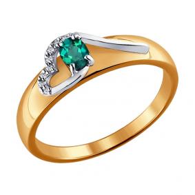 Золотое кольцо SOKOLOV 3010523 с бриллиантом и изумрудом 3010523 фото