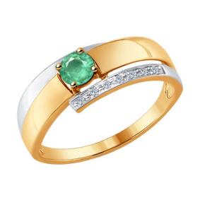 Золотое кольцо SOKOLOV 3010546 с бриллиантом и изумрудом 3010546 фото