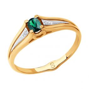 Золотое кольцо SOKOLOV 3010556 с бриллиантом и изумрудом 3010556 фото