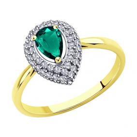 Кольцо из лимонного золота SOKOLOV 3010585-2 с бриллиантом и изумрудом 3010585-2 фото