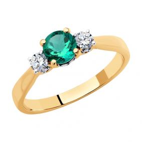 Золотое кольцо SOKOLOV 3010590 с бриллиантом и изумрудом 3010590 фото