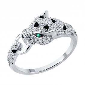 Золотое кольцо SOKOLOV 3010730-3 с бриллиантом, изумрудом и эмалью 3010730-3 фото